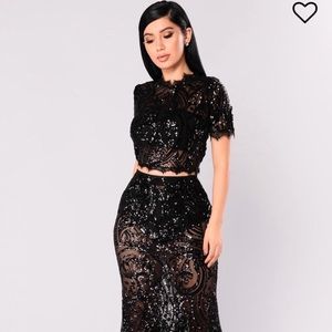 2 piece black sequins set